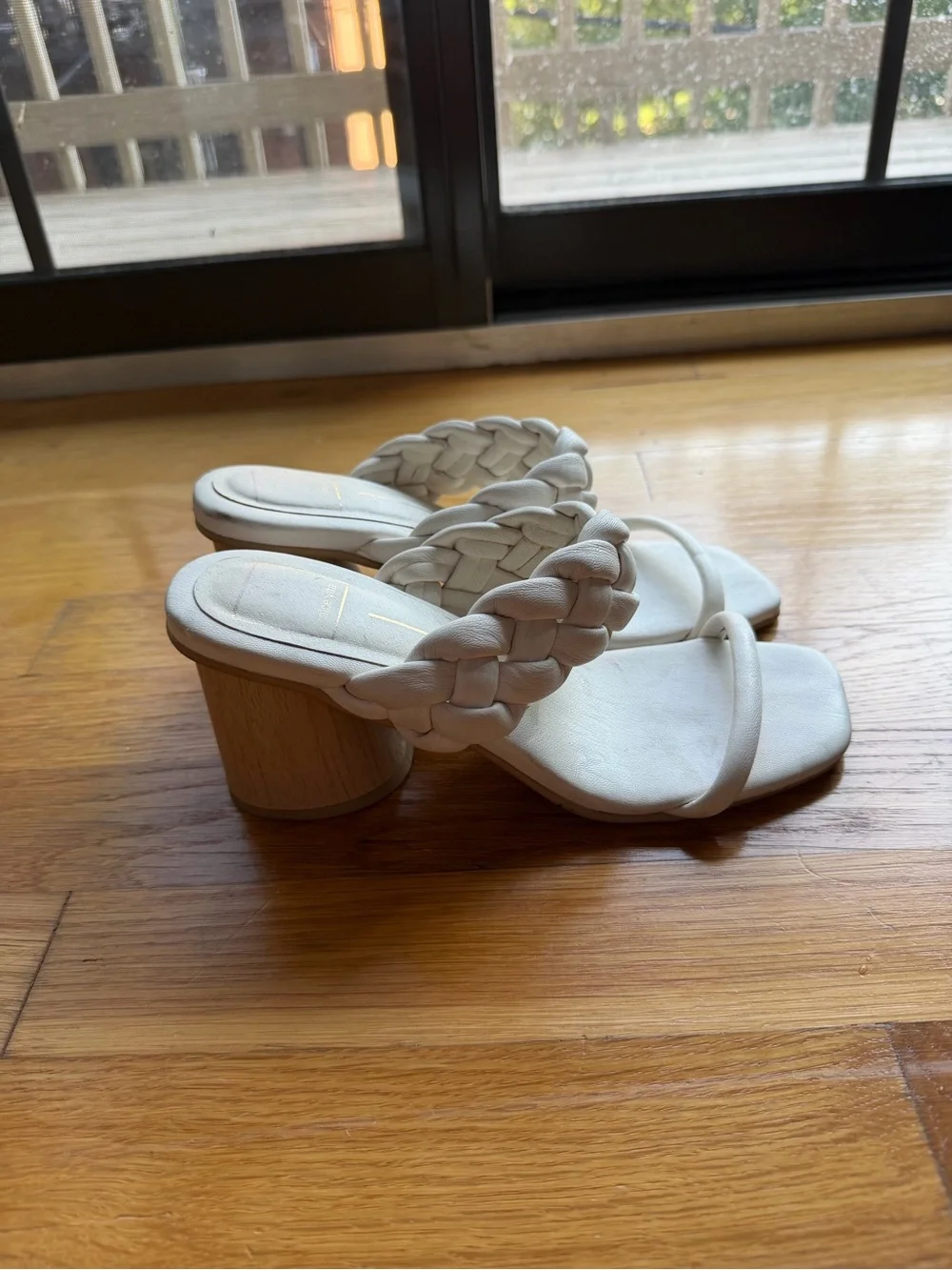 Dolce Vita Braided Strap Block Heel Slide Sandals Ivory/Cream Size 6.5